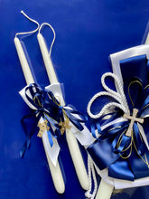 Custom Navy Lambades Greek Orthodox Baptismal and Christening Candles